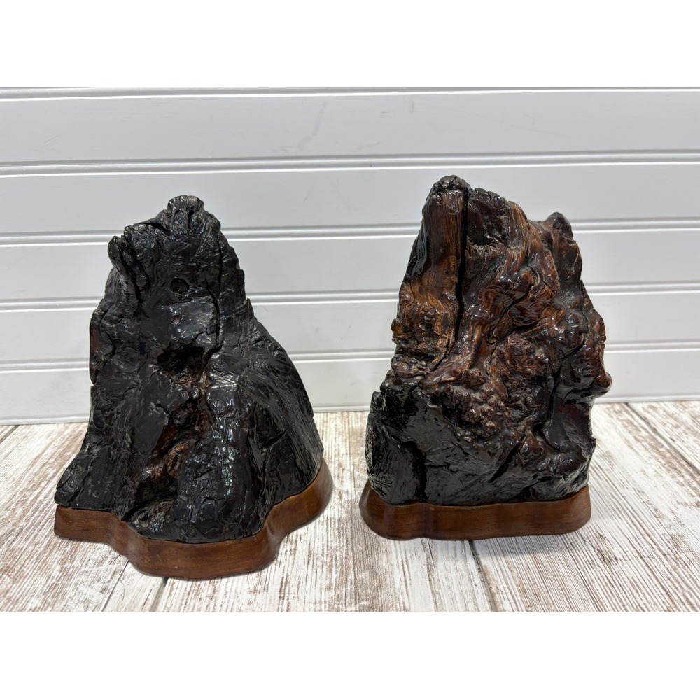 Vintage Burl Wood Bookends